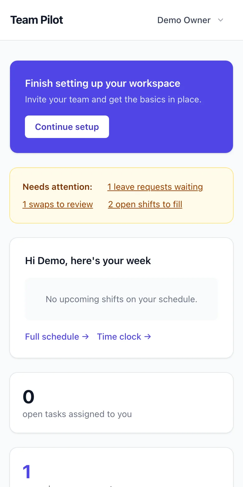 Rota on a phone with a shift swap request